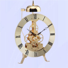 2X Reloj de Mesa Pequeño de Metal Vintage para Dormitorio, Oficina, Mecánico de Lujo, Reloj Dorado.