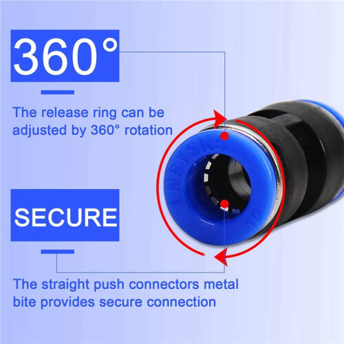Quick Coupler Kit, Push- Direct Coupling, Pneumatic Air  Connector Direct Connection(4mm/6mm/8mm/10mm/12mm)120 PCS