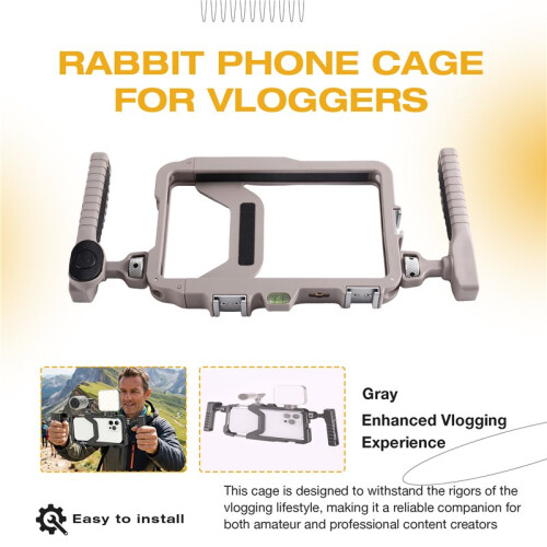 Dual-Hand  Phone Cage Extension Frame Accessory Stabilizer Universal Vlog Phone Stand Vlogging Grey 2