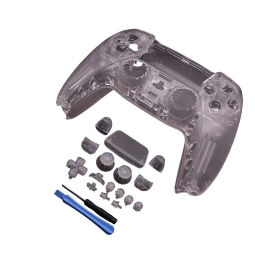 2X Full Set Clear Housing Shell for PS5 Controller Custom with Buttons,Touchpad Cover&Transparent Case Skin Kit 2