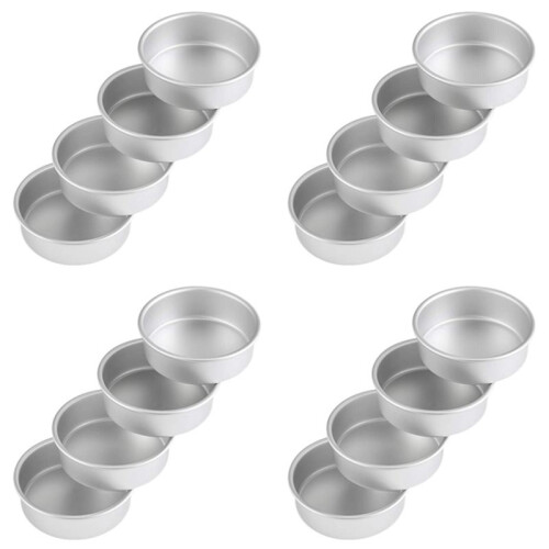 Conjunto de 16 Formas Pequenas para Bolo de 4 Polegadas, Formas Redondas para Bolo, Assadeiras para  Bolos, Pizzas, Quiches, Não Tóxicos e