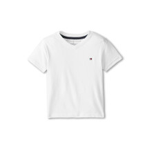 Tommy Hilfiger Pojkar Kortärmad Flag Solid V-Hals T-Shirt, Vit, 12-14