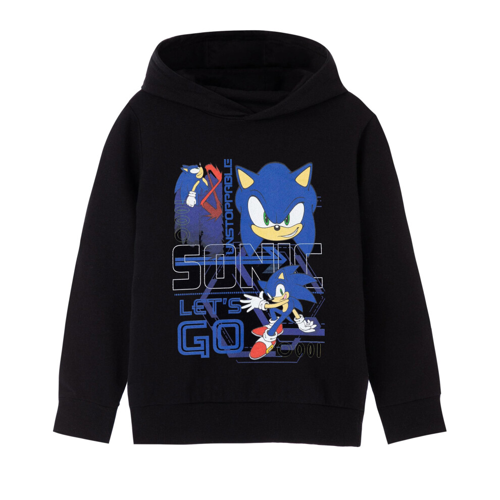 Sonic The Hedgehog (13-14 Years, Black) Boys Let's Go Hoodie