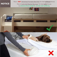 2X Protetor de Grade de Cama Infantil, Acolchoamento para Grade de Proteção de Cama Infantil, Altura Aumentada Anticolisão