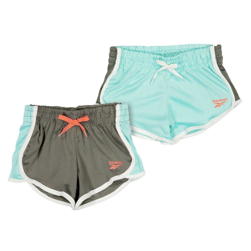 Reebok (7-8 Years, Aruba Blue) Girls Jersey Shorts (Pack Of 2)