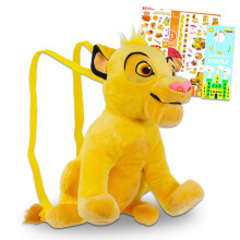 Lejonkungen Plush Rygsäck Set - Bundle med 14" Deluxe Simba Plush Doll med Remmar, Klistermärken, Tatueringar, Mer