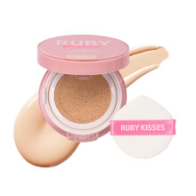 Ruby Kisses Cushion Foundation, Full Coverage Koreansk Makeup, Lätt & Långvarig, Naturlig Glowy Finish för Alla Hudtyper