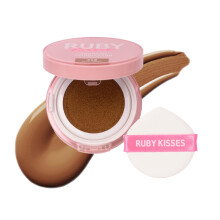 Ruby Kisses Cushion Foundation, Full Coverage K-beauty, Lätt & Långvarig, Naturlig Glöd för Alla Hudtyper med Hyaluron