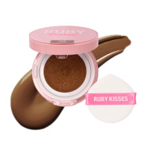 Ruby Kisses Cushion Foundation, Full Coverage Koreansk Makeup, Lätt & Hållbar, Naturlig Glowy Finish för Alla Hudtyper med Hyaluron