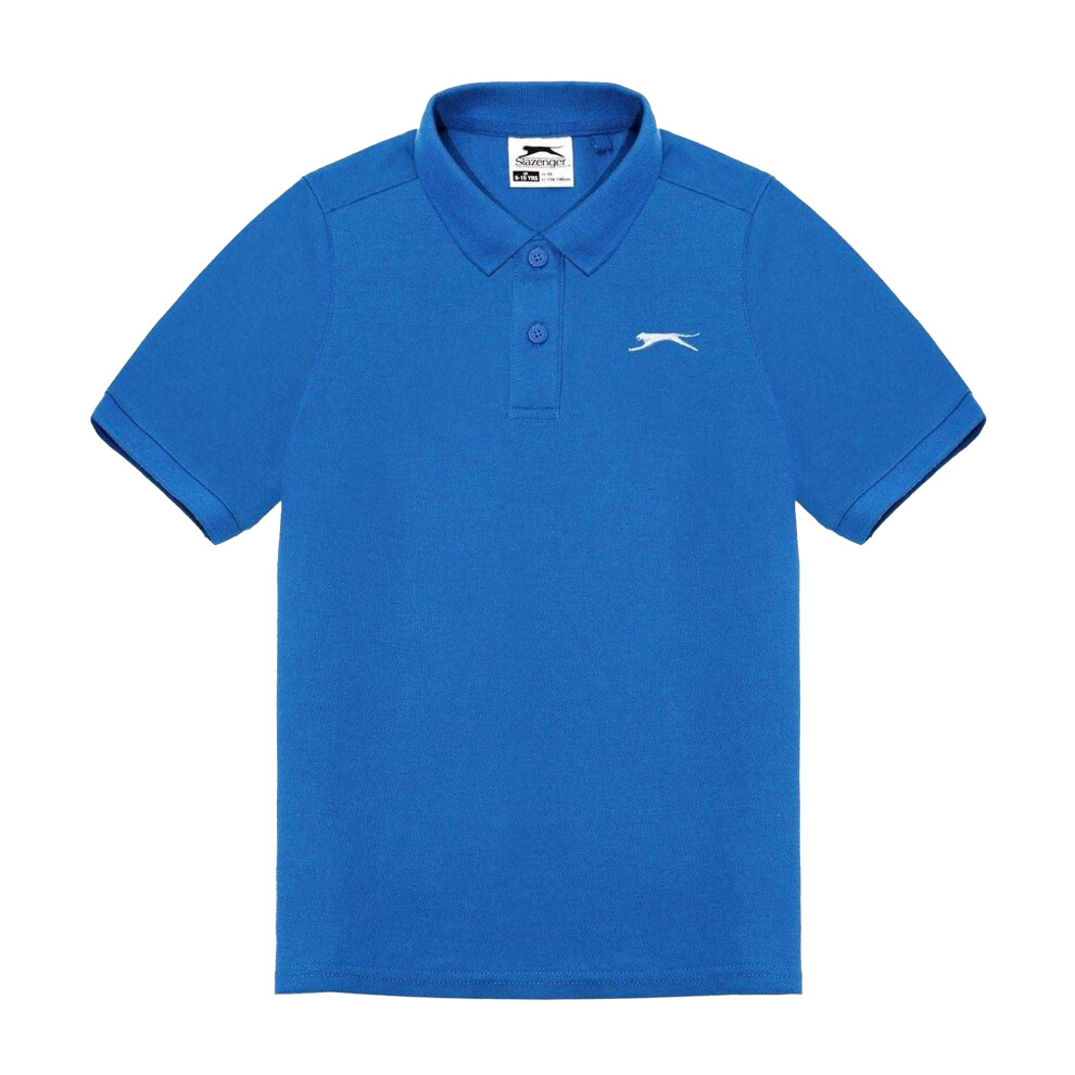 Slazenger (11-12 Years, Royal ) Boys Plain Polycotton Polo Shirt Blue