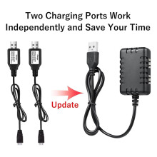 2X 7,4V LiPo-Batterijlader - Balanceerlader voor RC-Auto'S met USB-Kabel 2-in-1 en XH-3P-Stekker 1A voor 2S-Batterijen voor RC-Auto'S
