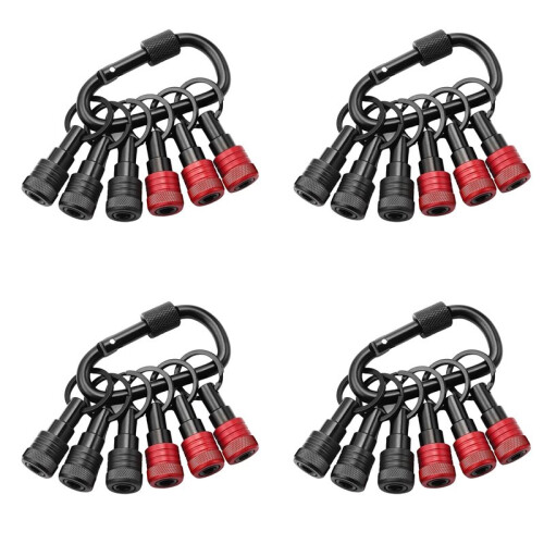 4X Upgrade Drill Bit Holder Key Chain 6pc, 1/4 Bit Holder for Impact Driver, for Screwdriver & Drill Bits