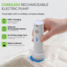 2X Portable Rechargeable Electric Vacuum Pump for Travel, Low Noise Compressed Bag Air Pump