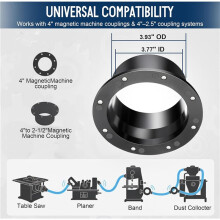 4-Pack 4 Inch Magnetische Slangkoppelingen voor Stofafzuigsysteem, met 8 Magneten, met 4 Inch en 2-1/2 Inch Machinekoppeling