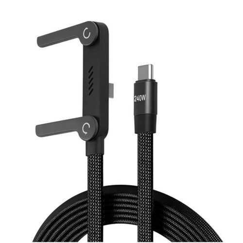 2X 240W Fast Charging Foldable Bracket Data Cable Type-C to Type-C PD Data Wire with Adjustable Phone Tablet Stand 1