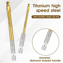 12Pcs Titanium Coated HSS Twist Drill Bits, 3-8mm Hex Shank Serrated Cutting Drill Bit Spiral Saw Drill Bit