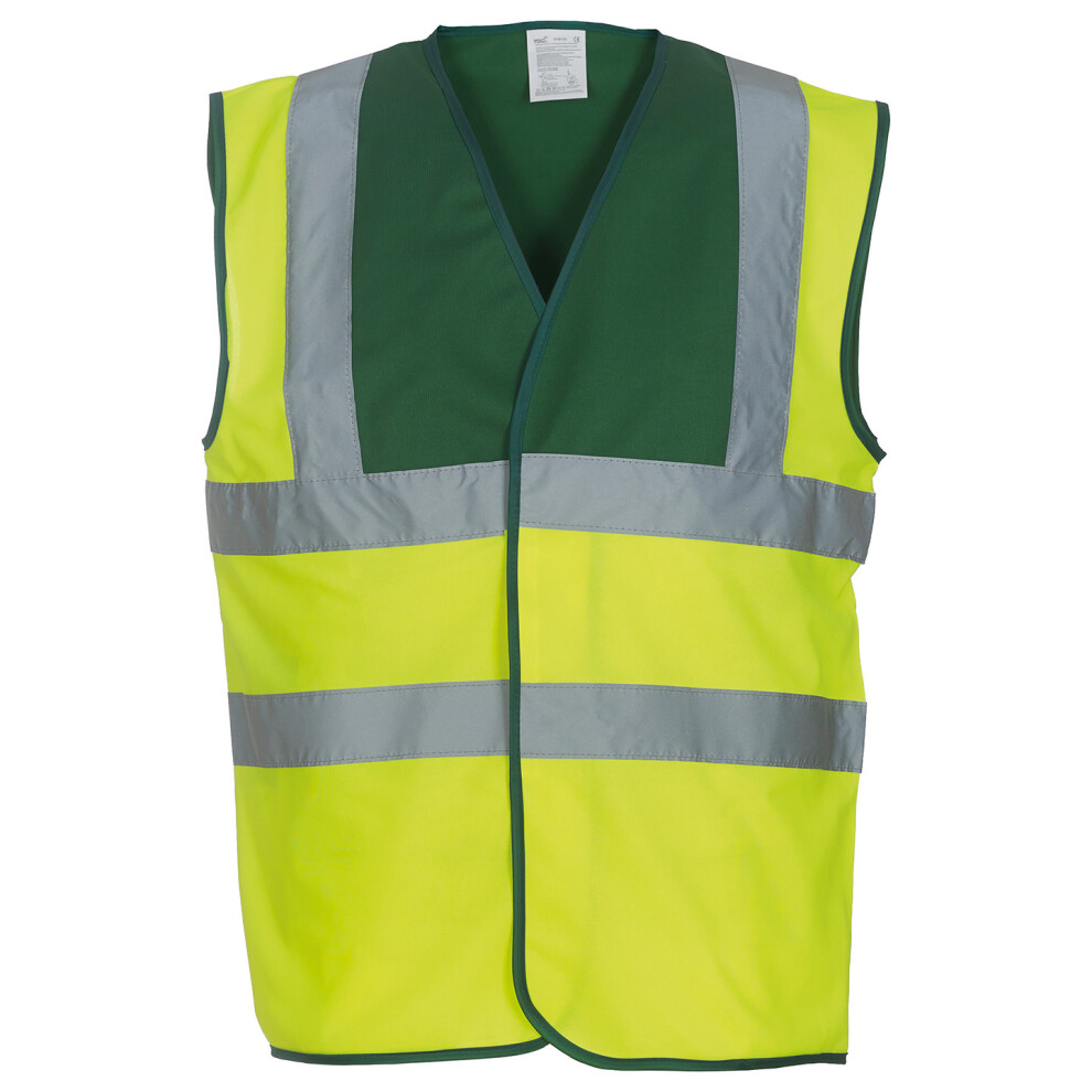 (Xl, Paramedic Green/Yellow) Yoko Unisex Adult Hi-Vis Contrast Trim Waistcoat 5063470456895