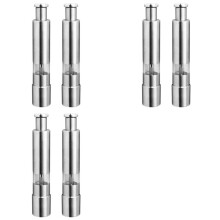 Salt and Pepper Mill Set, Stainless Steel Salt and Pepper Grinder Durable One Hand Operation Salt and Pepper Mill 6 Pack