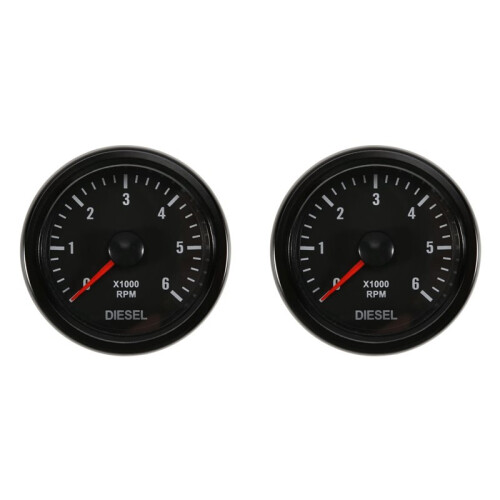 2X Tacômetro Elétrico de 2 Polegadas, 52 mm, 0-6000 RPM, com Luz de Fundo, para Motor  de 1 A 20 Cilindros