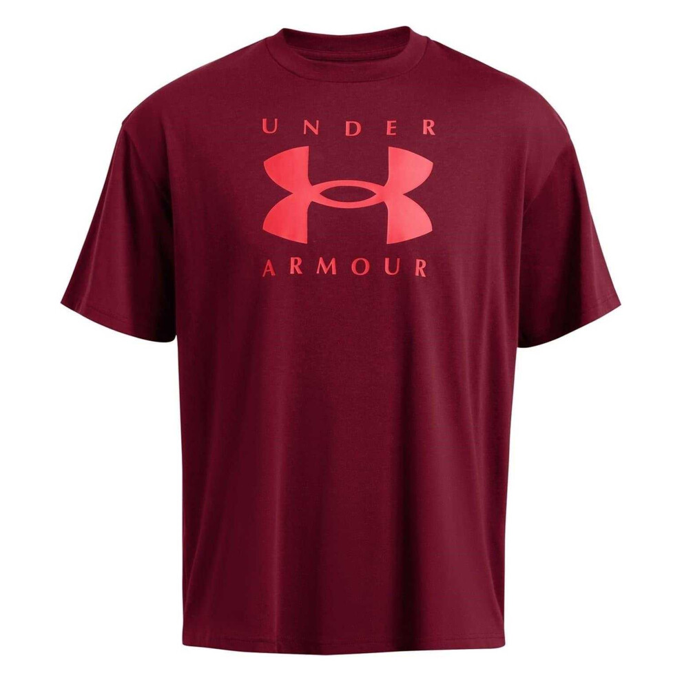 Under Armour (S, Red) Mens Logo Heavyweight Loose T-Shirt