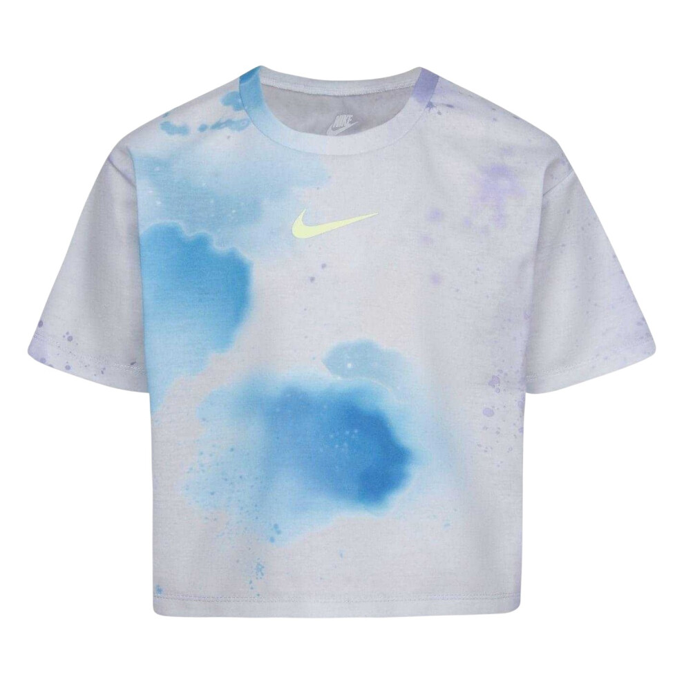 Nike (3-4 Years, Photon Dust) Girls Tie Dye Crew Neck Regular Crop T-Shirt Multicoloured