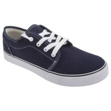 (3 UK, Navy Blue) Dek Boys 4 Eye Padded Canvas Deck Shoes