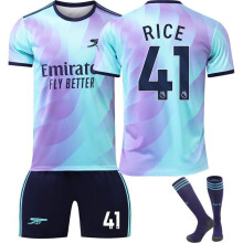 (blue, 26) 2024/25 Arsenal Away Kit #41 RICE Sports Training Jersey Set with Socks