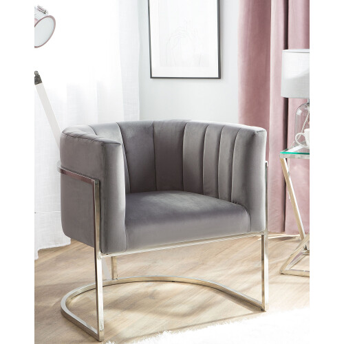 Beliani Armchair LARVIK Velvet Grey 1