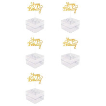 5X Cake Money Box Set, Money Pulling Cake Making Mold,Cake ATM Money Box with Gold Glitter Happy Birthday Cake Topper