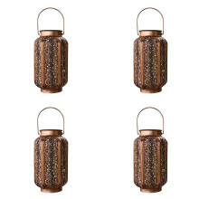 4X Lanternas Solares para Áreas Externas, Lanternas Suspensas de Metal Vintage com Alça para Acessórios de Jardim, Decorações de Varanda
