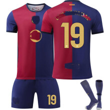 (red, S) Sports Training Jersey Set with Socks, 24/25 Barça Home #19 Lamine Yamal