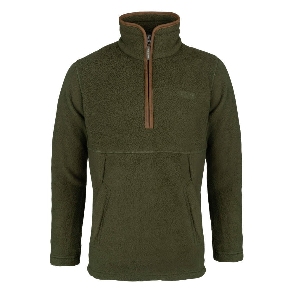 Jack Pyke Mens Half Zip Sherpa Fleece Pullover Olive Small