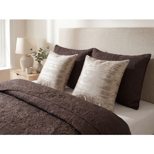 Beliani Throw Cushion OUJDA 50 x 50 cm Cotton Rose Gold Geometric Pattern 1