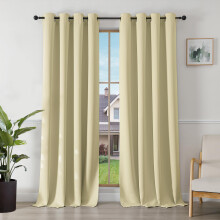 Cortinas Opacas Térmicas 2 piezas Beige 245x140 cm con Ojales — cortinas dormitorio, cortinas térmicas, cortinas ojales