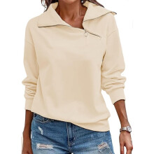 KEBORUILA Sudadera de Mujer sin Capucha Elegante Cuello Alto Blanca XL — sudadera cuello alto, ropa abrigo mujer