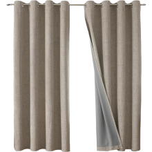 Blackout Curtains Linen Imitation Decorative Beige 2 Panels 135 x 240 cm — beige blackout curtains, linen look curtains, set of 2 panels