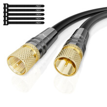 Câble Antenne Coaxial 70m HDTV Satellite 4K UHD - DVB-T2/S/C - Connecteurs F Plaqués Or - Blindage Multi-Couche - Noir