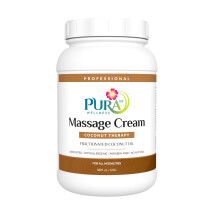Pura 1st Crema de Masaje de Coco 1 Galón, Aceite de Coco, Terapia Profesional, Tejido Profundo, Sin Aroma, Ingredientes Naturales
