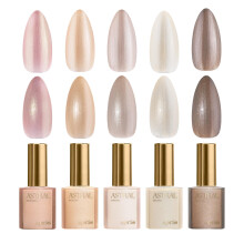Set de 5 Gel Color APRÉS Astral, Esmalte de Uñas Autonivelante Sin Rayas 15 ml, Sin HEMA, Sin TPO (Perlados)