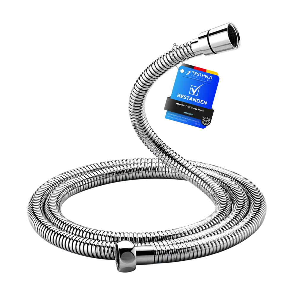 Ibergrif Shower Hose 1.7M, Stainless Steel Shower Pipe, Twist, Kink, Leakproof Universal Standard Fit G1/2 Replacement Hose With Brass Connectors And 5002171533818