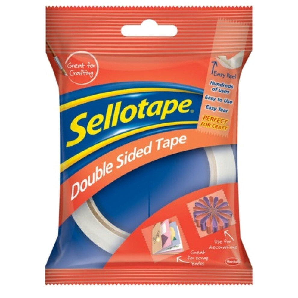 Sellotape Double Sided Tape, Strong Double Sided Tape For Everyday Use, Mounting, Arts & Crafts, Easy To Use Double Sided Sticky Tape With Solid Grip 5006937527462