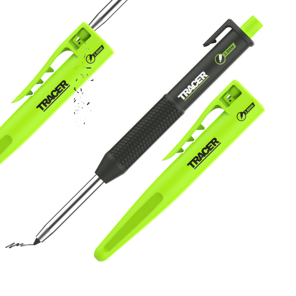 Tracer Pencil 2.0 - Deep Hole Carpenters Pencil With Site Holster Â 2.8Mm Precision Lead. Work Pencil For Builders, Joiners & Construction Marking 5001101193078