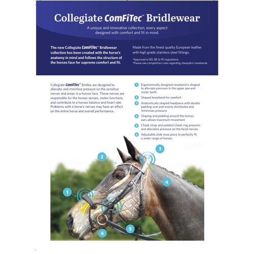 (Pony, Black) Collegiate Comfitec Leather Training Bridle 1