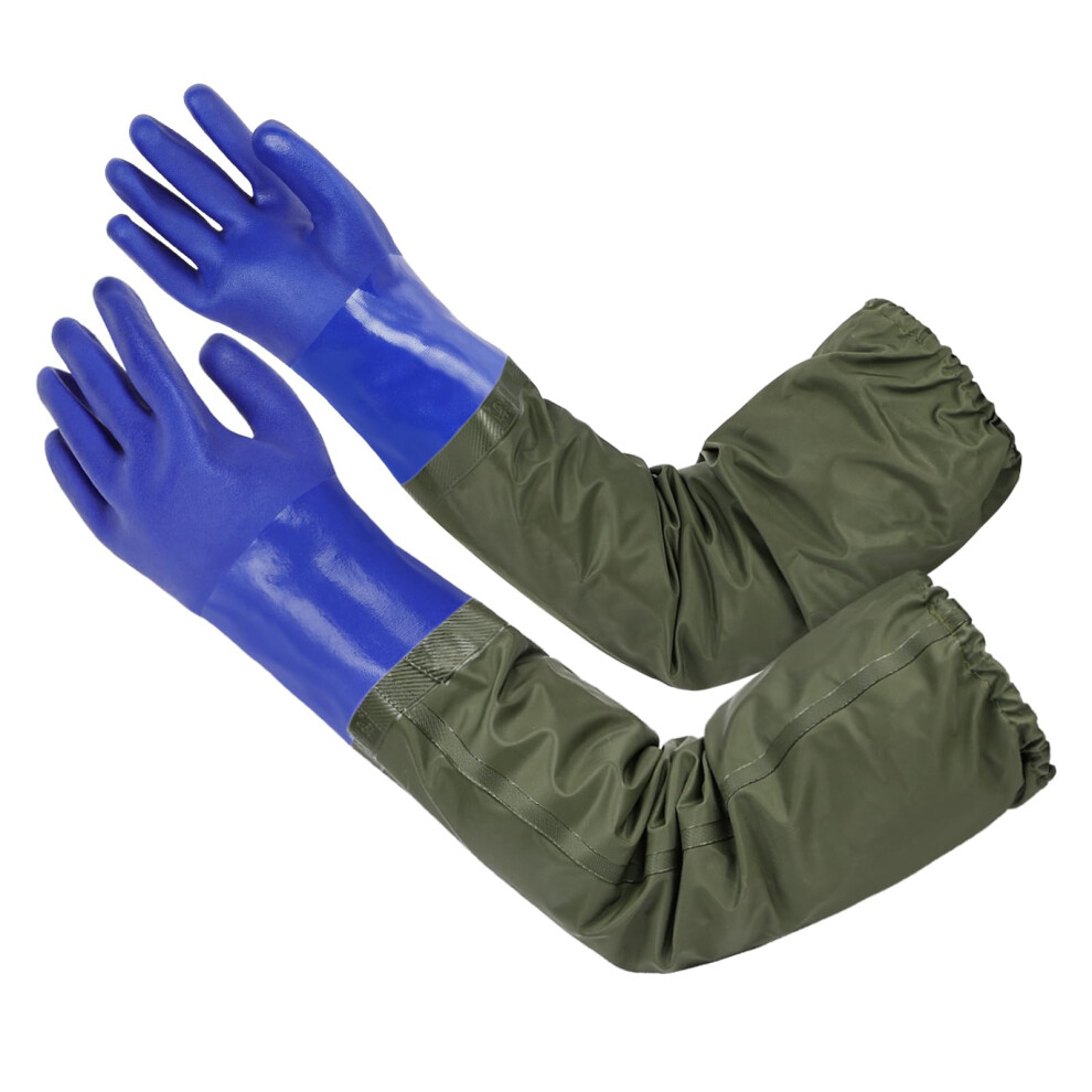 Anomm Pond Gloves, Long Arm Waterproof, Reusable Heavy-Duty Rubber, 27" Drain Cleaning Elbow Length Gloves For Gardening, Fishery, Aquarium, Machiner 5005772727983