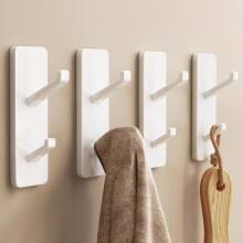 White Self Adhesive Hooks for Hanging - Stick on Hook Heavy Duty Safely Holds 6kg, Metal Wall Hanger for Coats, Towel, Purse, Hat, Keys - for Door, D