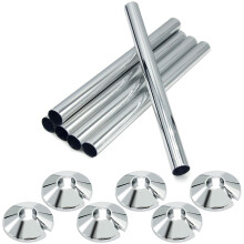 6 Pcs Radiator Pipe Covers and Collars - 15mm x 200mm and 16mm Silver Covers for Heating Pipes (Silver)