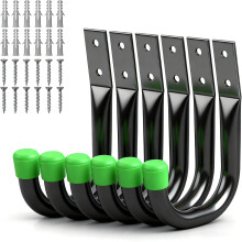 Heavy Duty Garage Storage Hooks, 6-piece Bike Hooks for Garage Wall, Utility Garage Hooks, Wall Mount J Hook for Hanging, Large Metal Storage Organiz