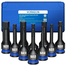 VORXEON 10pcs 1/2 TORX Socket Set en 42CRMO T25 T27 T30 T40 T45 T50 T55 T60 T70 T80 1/2 Drive Impact Star Bit Socket Set with Storage Case for Electr