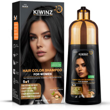Kiwinz Professionell Hårfärg Shampoo - 5 i 1 för Grått Hår - Sofort Färg med 100% Färgnoggrannhet