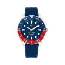 Tommy Hilfiger Herrklocka - 3H Kvartsrörelse, Rostfritt Stål och Aluminium, Silikonsnodd